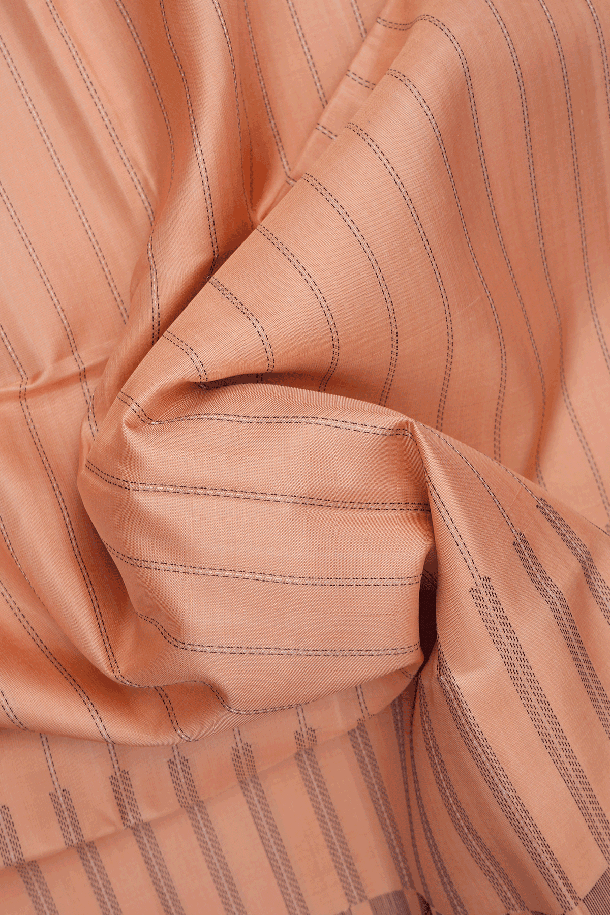 Stripes Threadwork Design Pastel Orange Soft Silk Saree