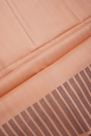 Stripes Threadwork Design Pastel Orange Soft Silk Saree