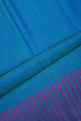 Stripes Threadwork Design Peacock Blue Soft Silk Saree