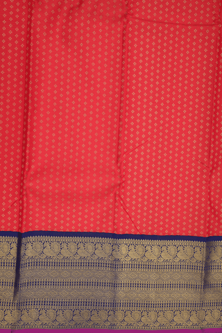 Stripes With Buttas Chilli Red Kanchipuram Silk Saree