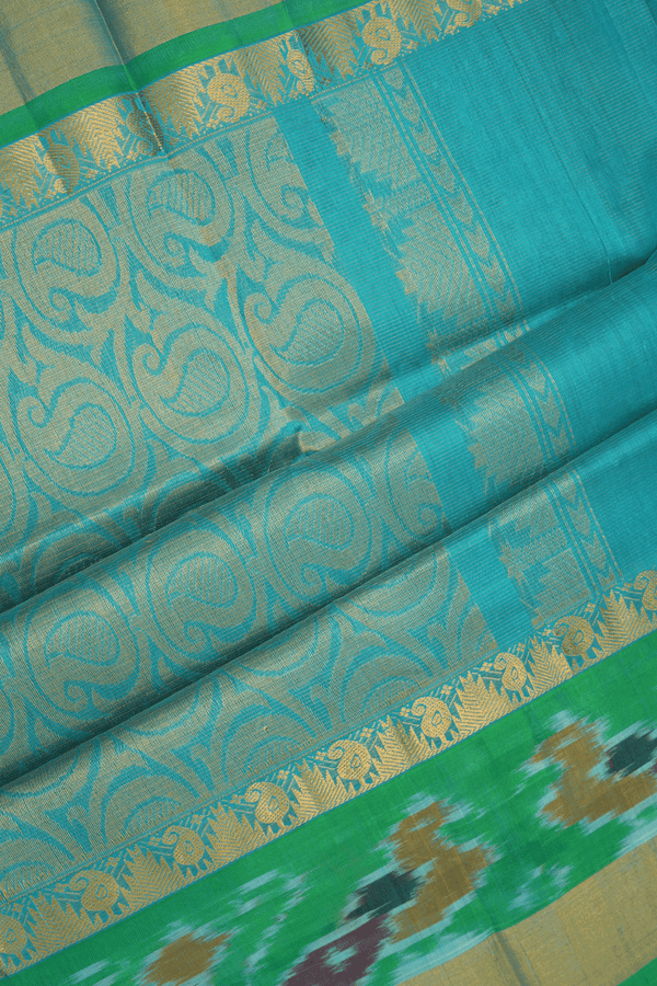 Stripes With Buttas Dark Brown Traditional Silk Cotton Saree