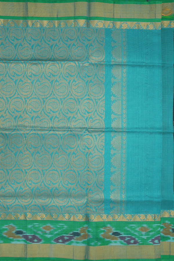 Stripes With Buttas Dark Brown Traditional Silk Cotton Saree