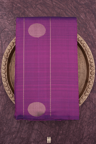 Stripes With Buttas Grape Purple Kanchipuram Silk Saree