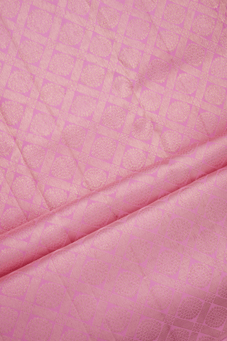 Stripes With Buttas Pink Kanchipuram Silk Saree