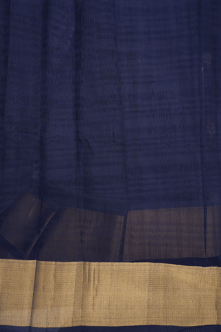 Stripes With Buttas Purplish Blue Kora Silk Cotton Saree