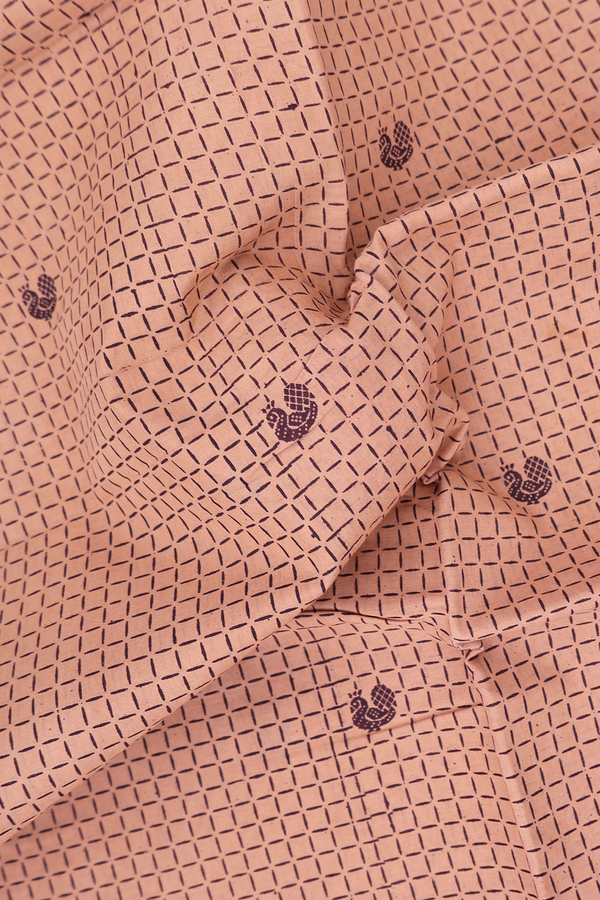 Sungudi Cotton Saree In Biscuit Color With Printed Design