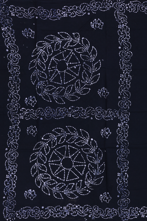 Sungudi Cotton Saree In Black With Dots Printed Design