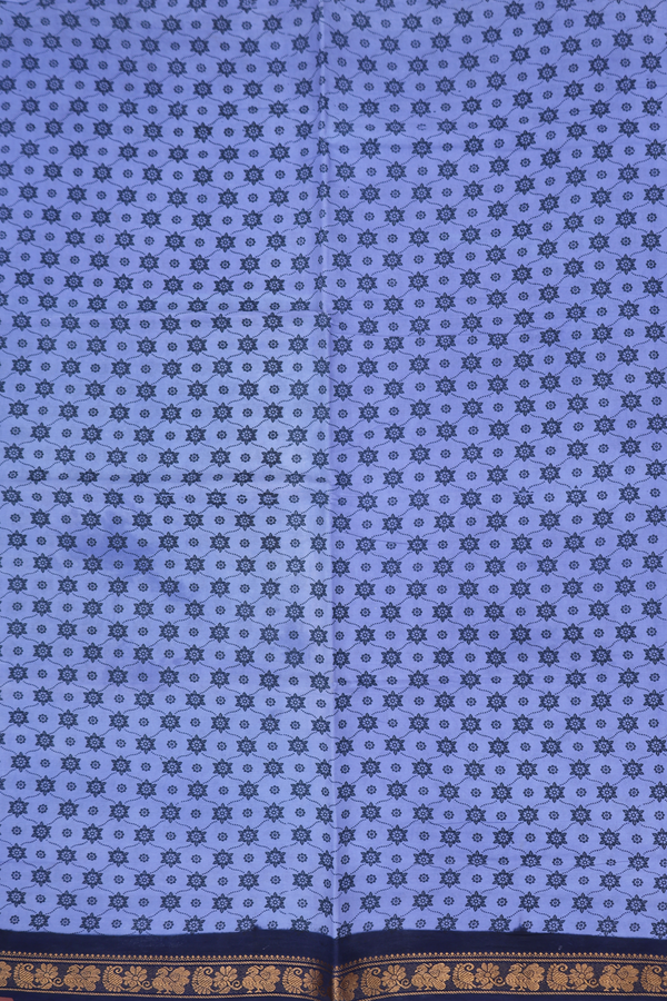 Sungudi Cotton Saree In Blue With Printed Design