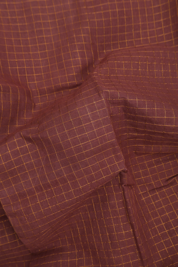 Sungudi Cotton Saree In Brown With Checks Design