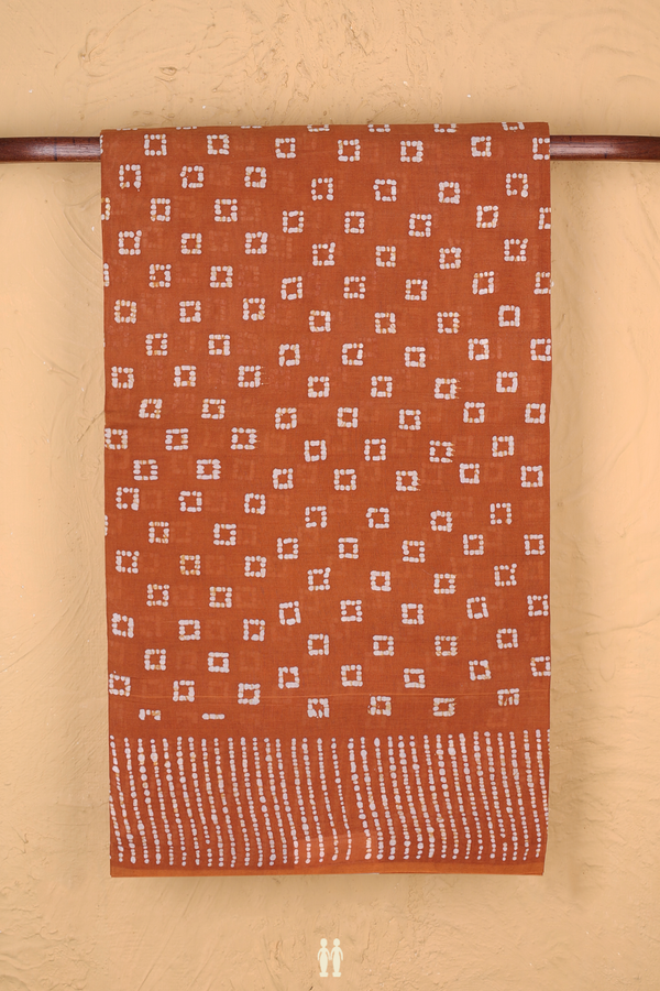 Sungudi Cotton Saree In Brown With Printed Design