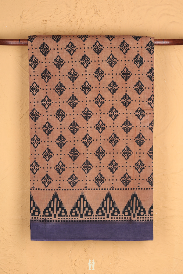 Sungudi Cotton Saree In Brown With Printed Design