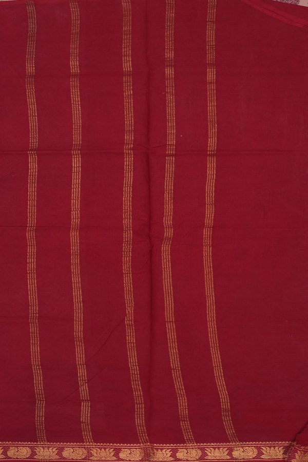 Sungudi Cotton Saree In Brown With Printed Design