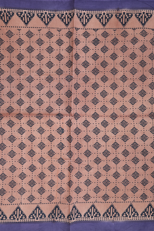 Sungudi Cotton Saree In Brown With Printed Design