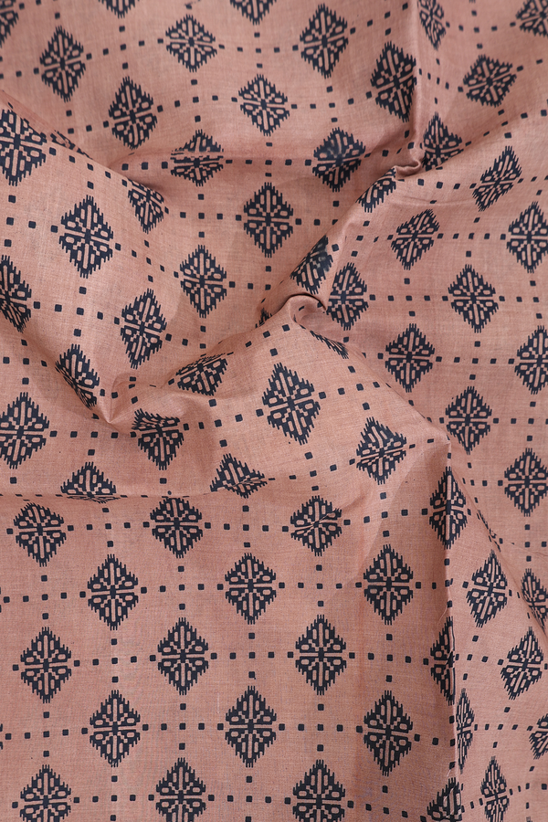 Sungudi Cotton Saree In Brown With Printed Design