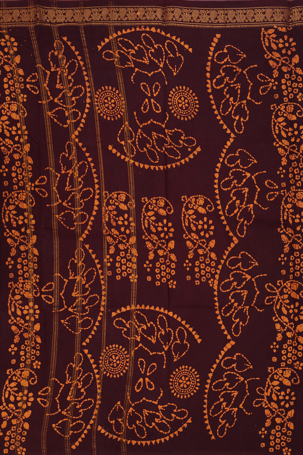 Sungudi Cotton Saree In Coffee Brown With Diamond Design