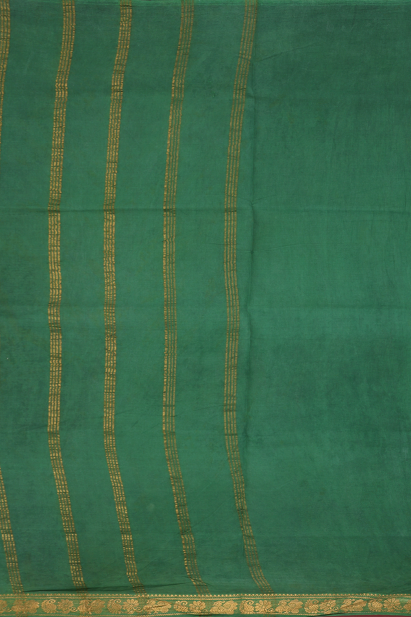 Sungudi Cotton Saree In Dark Oak Brown With Printed Design