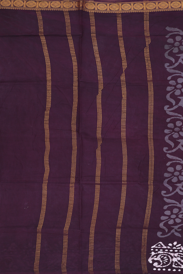 Sungudi Cotton Saree In Dark Oak Brown With Printed Design