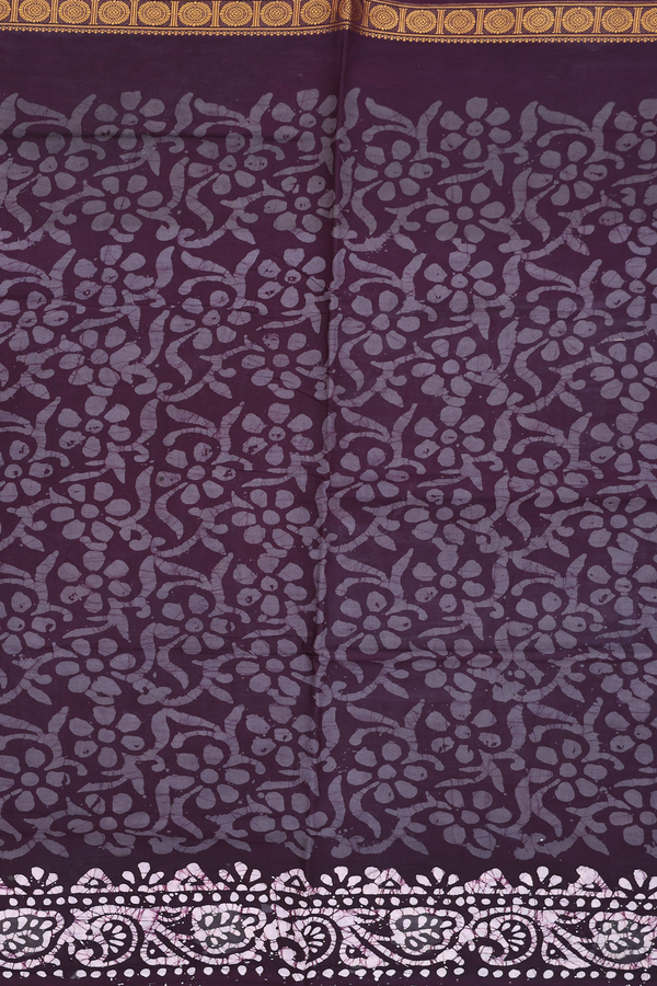 Sungudi Cotton Saree In Dark Oak Brown With Printed Design