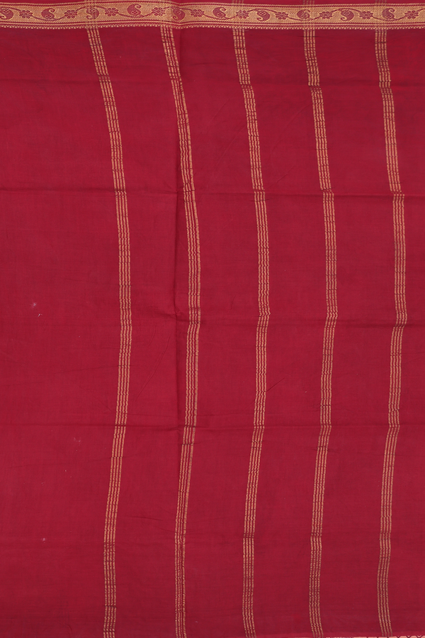 Sungudi Cotton Saree In Dusty Orange With Printed Design