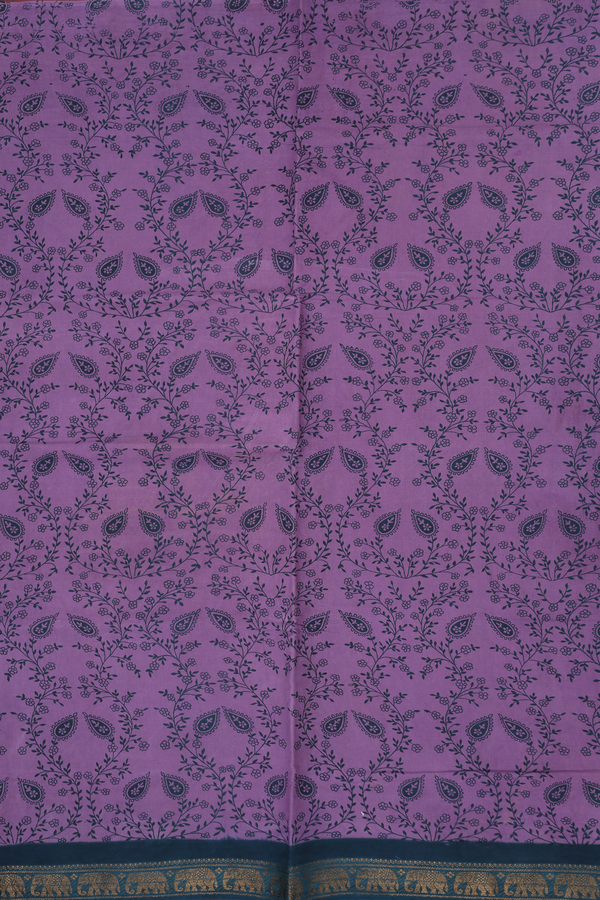 Sungudi Cotton Saree In Dusty Purple With Floral Design