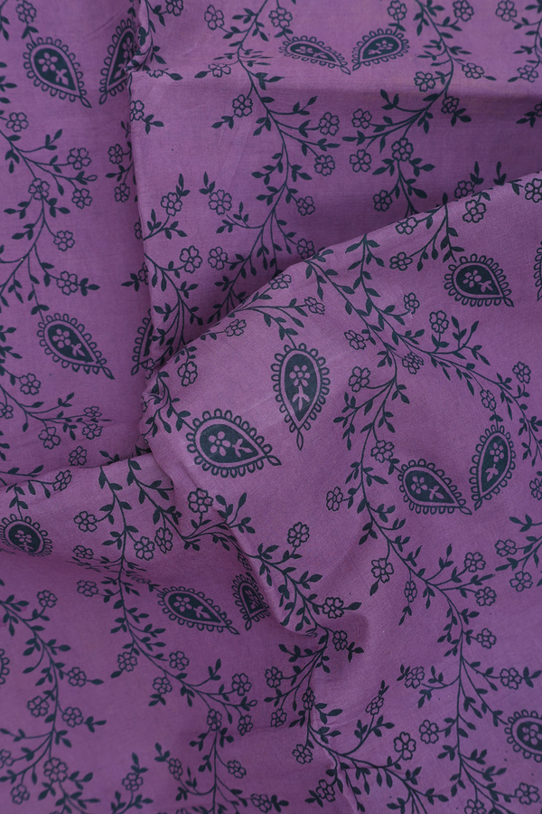 Sungudi Cotton Saree In Dusty Purple With Floral Design
