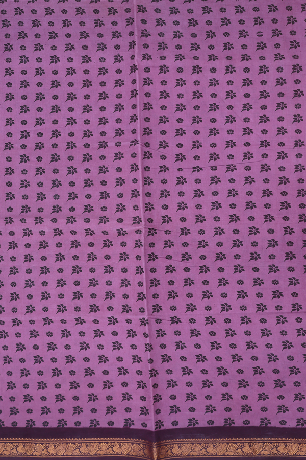 Sungudi Cotton Saree In Dusty Purple With Printed Design