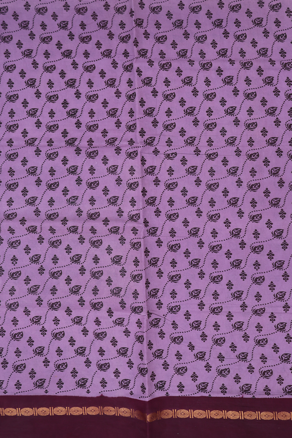 Sungudi Cotton Saree In Dusty Purple With Printed Design