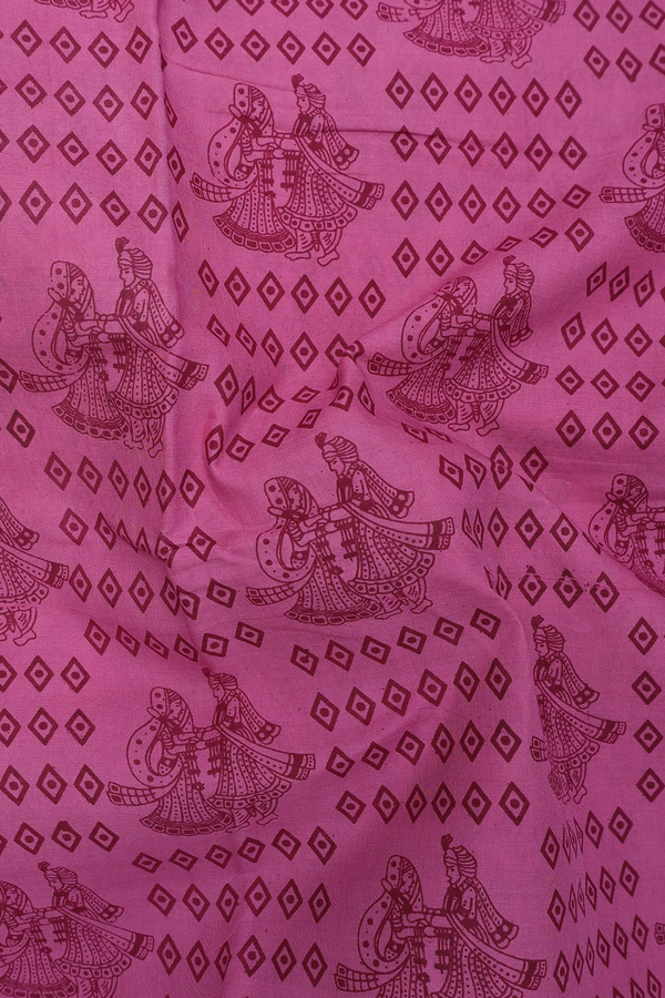 Sungudi Cotton Saree In Dusty Purple With Printed Design