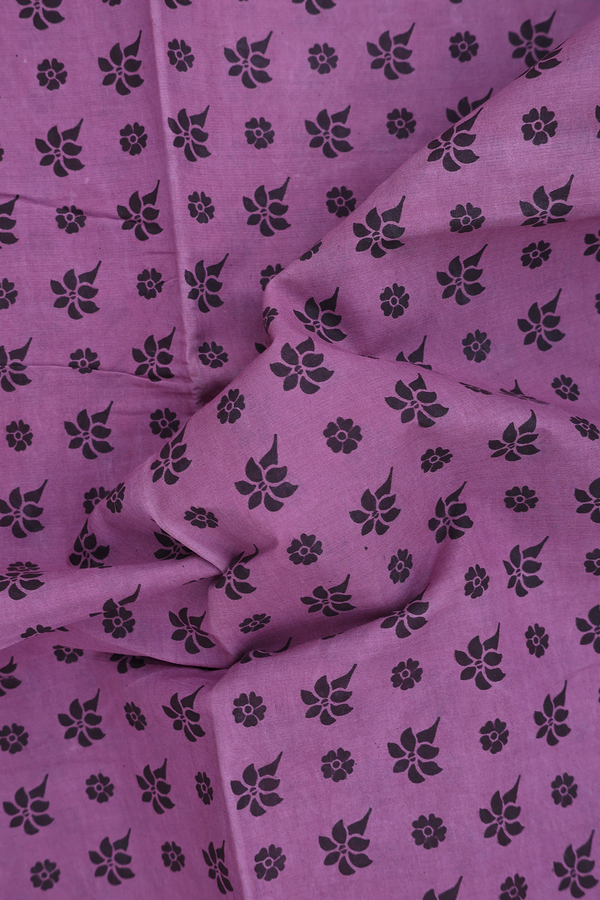 Sungudi Cotton Saree In Dusty Purple With Printed Design