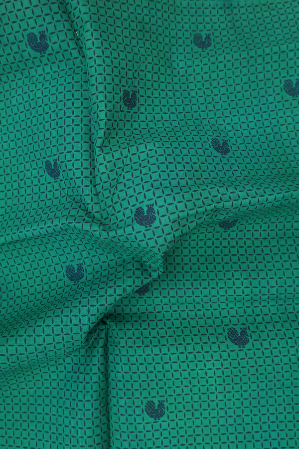 Sungudi Cotton Saree In Forest Green With Printed Design
