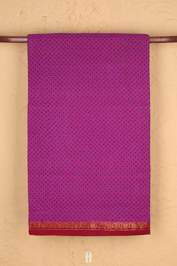 Sungudi Cotton Saree In Grape Purple With Printed Buttis