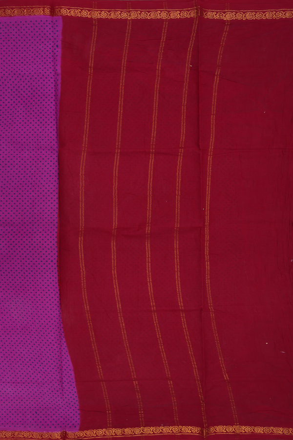 Sungudi Cotton Saree In Grape Purple With Printed Buttis