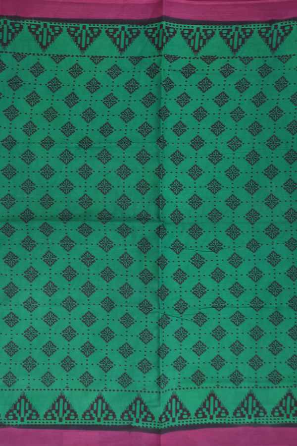 Sungudi Cotton Saree In Green With Printed Design