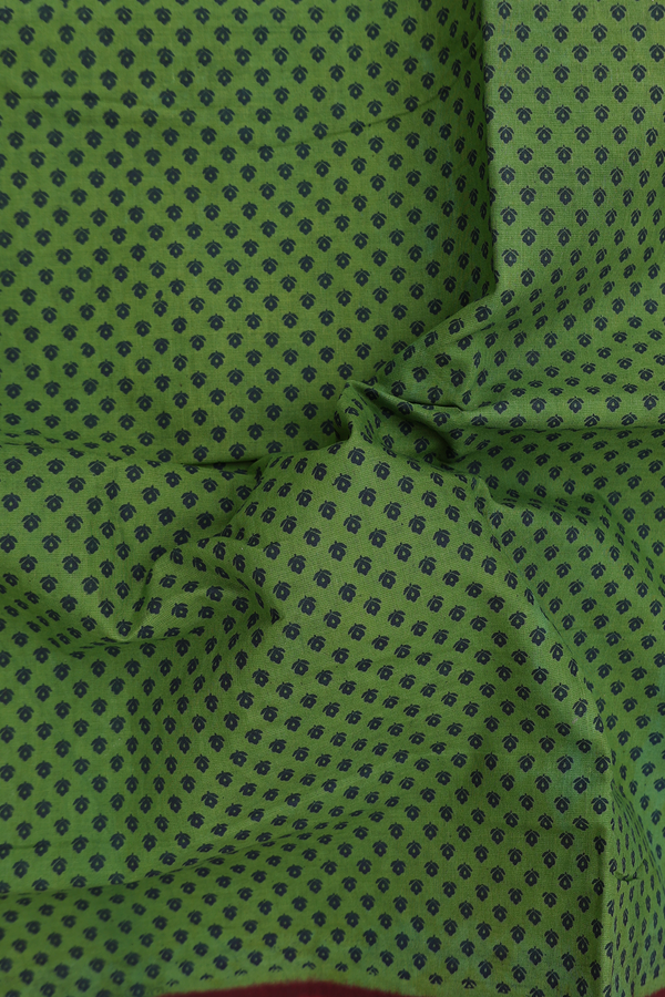 Sungudi Cotton Saree In Green With Printed Design
