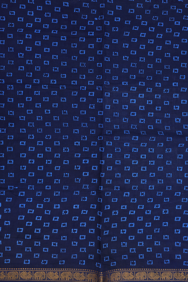 Sungudi Cotton Saree In Navy Blue With Printed Buttas