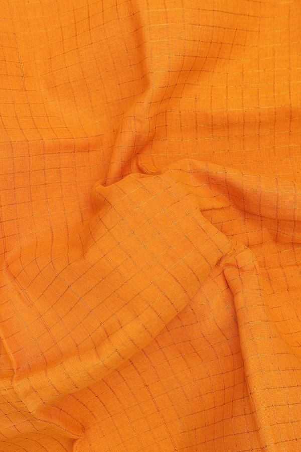 Sungudi Cotton Saree In Orange With Checks Design