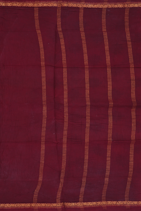 Sungudi Cotton Saree In Orange With Printed Design