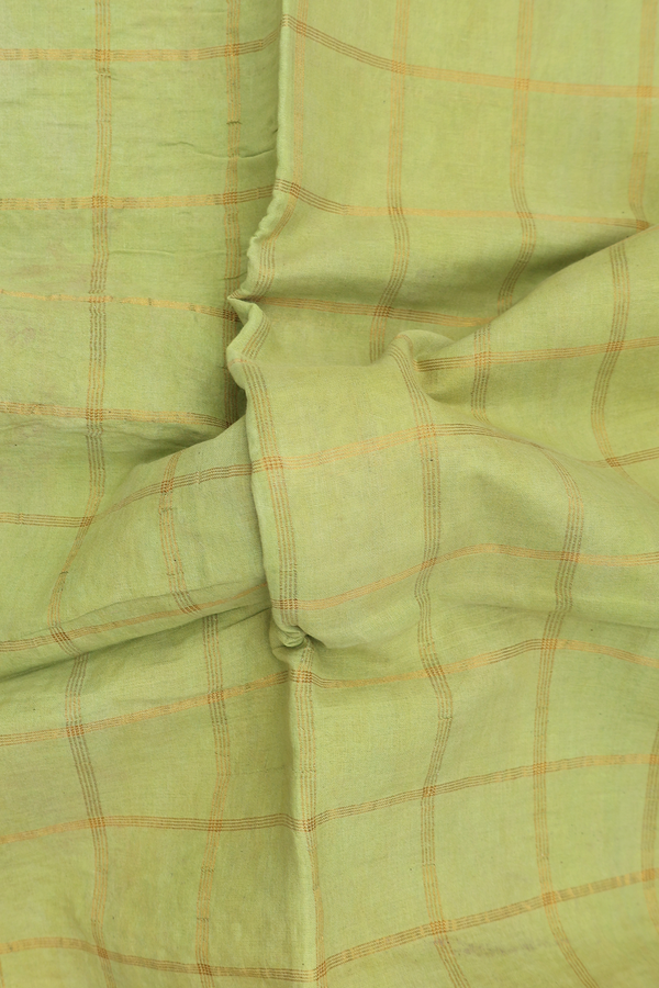 Sungudi Cotton Saree In Pear Green With Checks Design
