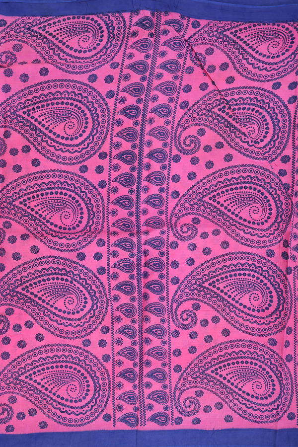 Sungudi Cotton Saree In Pink With Printed Design