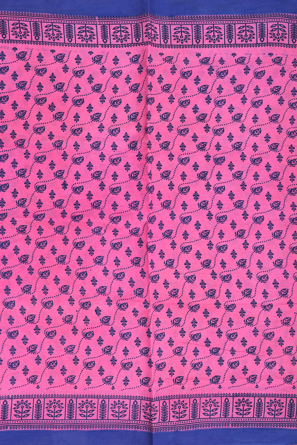 Sungudi Cotton Saree In Pink With Printed Design