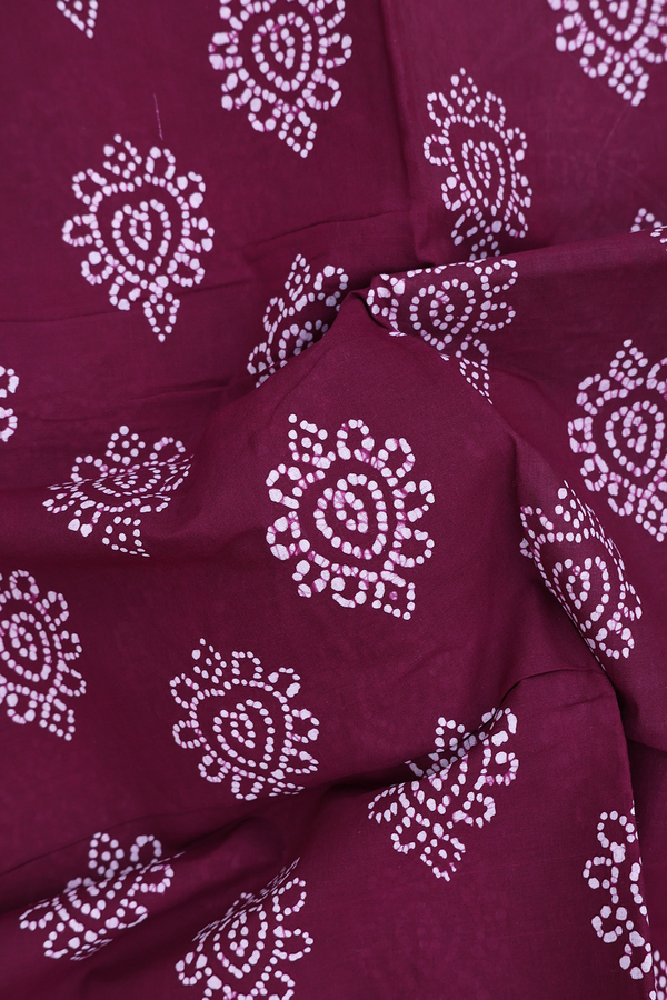 Sungudi Cotton Saree In Plum Brown With Printed Design
