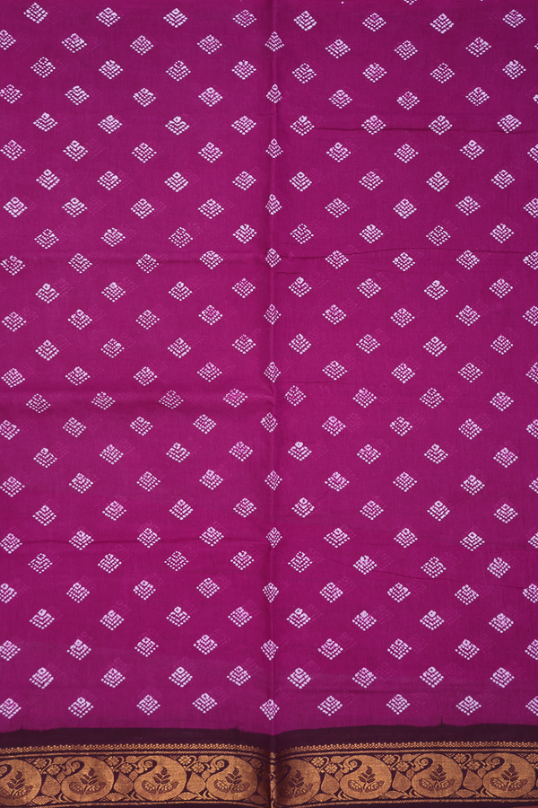 Sungudi Cotton Saree In Purple With Printed Buttas
