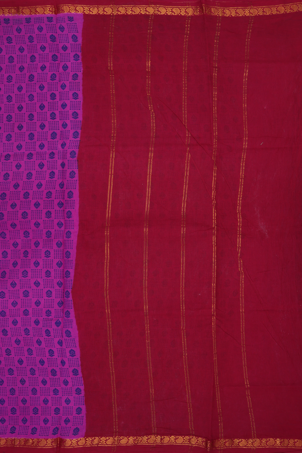 Sungudi Cotton Saree In Purple With Printed Design