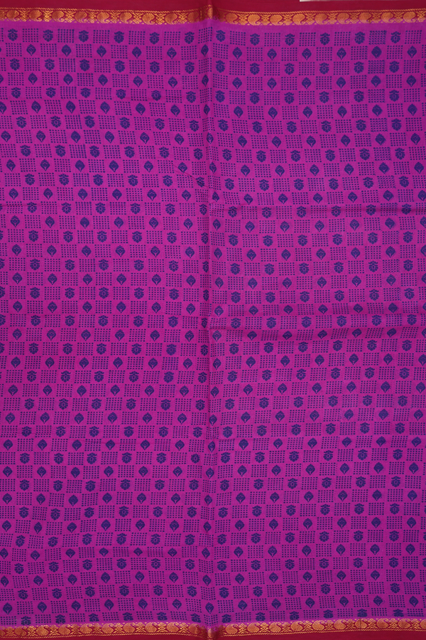 Sungudi Cotton Saree In Purple With Printed Design