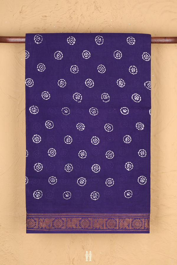 Sungudi Cotton Saree In Regal Purple With Printed Buttas