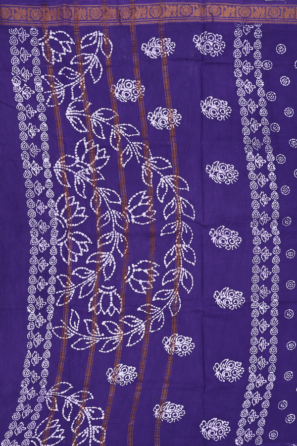 Sungudi Cotton Saree In Regal Purple With Printed Buttas