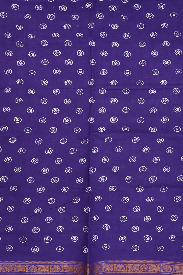 Sungudi Cotton Saree In Regal Purple With Printed Buttas