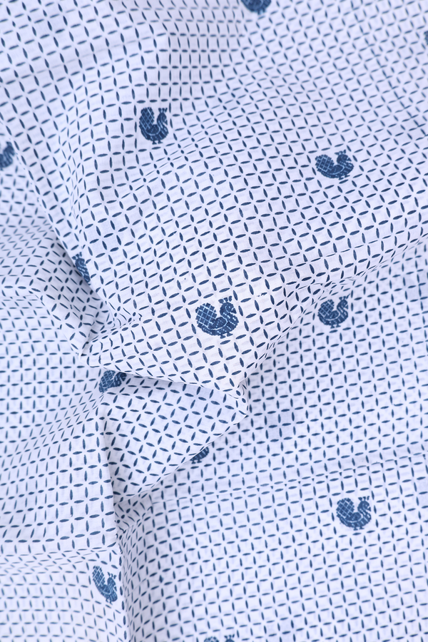 Sungudi Cotton Saree In White With Printed Design