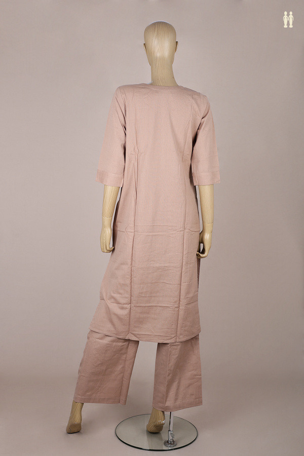 Sweet Heart Neck Plain Brown Cotton Salwar Set