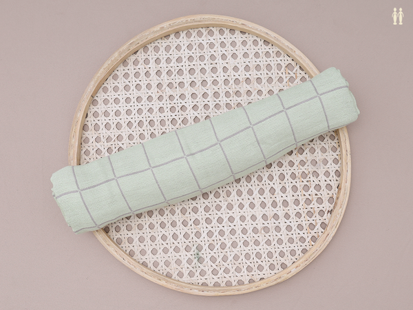 Checks Design Green Linen Towel